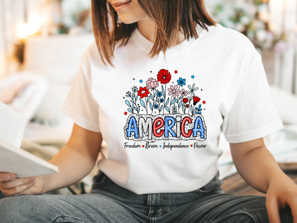 America Freedom Brave Independence Power Tee Shirt