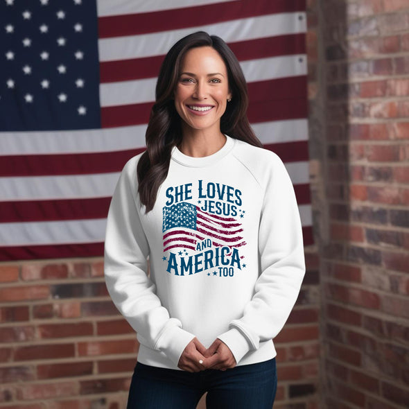 She Loves Jesus And America Too Sweatshirt